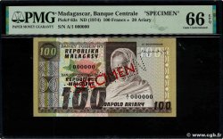 100 Francs - 20 Ariary Spécimen MADAGASCAR  1974 P.063s UNC