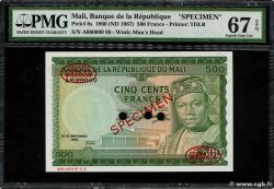 500 Francs Spécimen MALI  1960 P.08s FDC