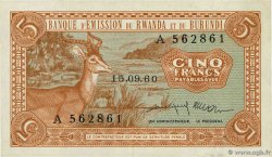 5 Francs RWANDA BURUNDI  1960 P.01a XF+