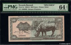 500 Francs Spécimen RWANDA BURUNDI  1960 P.06s fST+