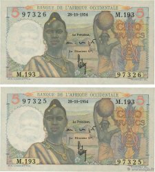 5 Francs Consécutifs AFRIQUE OCCIDENTALE FRANÇAISE (1895-1958)  1954 P.36 pr.NEUF