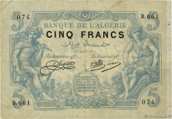 5 Francs ALGERIA  1915 P.071a BB