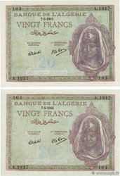 20 Francs Consécutifs ALGÉRIE  1945 P.092 pr.NEUF