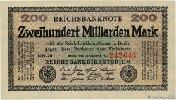 200 Milliarden Mark GERMANIA  1923 P.121a AU+