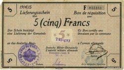 5 Francs ALLEMAGNE Tupigny 1915 P.M09