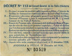 1 Pesseta ANDORRE  1936 P.01 q.SPL