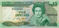 5 Dollars Petit numéro EAST CARIBBEAN STATES  1986 P.18m UNC