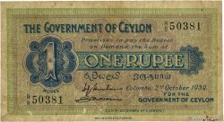 1 Rupee CEYLON  1939 P.16c q.MB