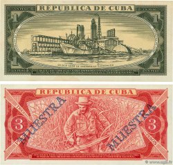 1 et 3 Pesos Spécimen CUBA  1975 P.106s et P.107s2 SPL