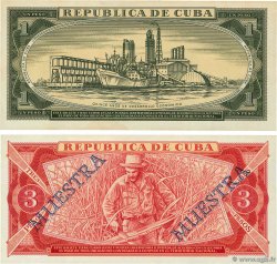 1 et 3 Pesos Spécimen CUBA  1975 P.106s et P.107s2 XF