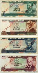 5, 10, 20, 50 Pesos Spécimen CUBA  1990 P.108s au P.111s SC