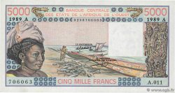 5000 Francs WEST AFRICAN STATES  1989 P.108Ag AU+