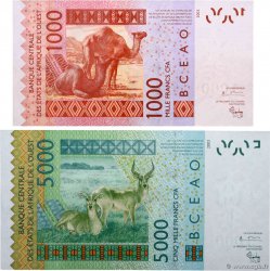 1000 et 5000 Francs Spécimen WEST AFRICAN STATES  2003 P.115As et P.117As AU+