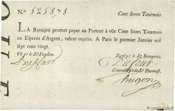 100 Livres Tournois typographié FRANKREICH  1720 Dor.26 fVZ