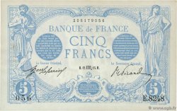 5 Francs BLEU FRANKREICH  1915 F.02.32 VZ+