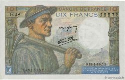 10 Francs MINEUR FRANCE  1945 F.08.13 pr.SPL