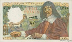 100 Francs DESCARTES FRANCIA  1944 F.27.06 q.FDC