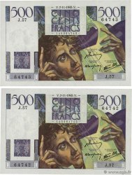 500 Francs CHATEAUBRIAND Consécutifs FRANCE  1945 F.34.03 AU