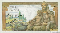 1000 Francs DÉESSE DÉMÉTER FRANCIA  1942 F.40.02 q.FDC