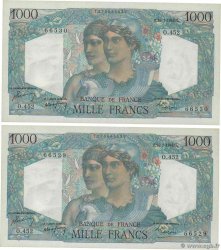 1000 Francs MINERVE ET HERCULE Consécutifs FRANCIA  1948 F.41.22 FDC