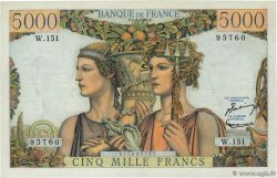 5000 Francs TERRE ET MER FRANCE  1956 F.48.11 AU-