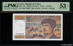 20 Francs DEBUSSY FRANKREICH  1989 F.66.10A26 VZ+