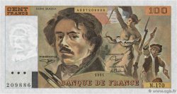 100 Francs DELACROIX imprimé en continu FRANCE  1991 F.69bis.03a1a pr.NEUF