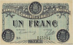 1 Franc FRANCE regionalism and miscellaneous Laval 1920 JP.067.02var. XF+