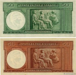 50 Drachmes Lot GRIECHENLAND  1939 P.107a et P.168 fST+