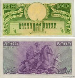 500 et 5000 Drachmes Lot GRIECHENLAND  1945 P.171 et P.177a fVZ