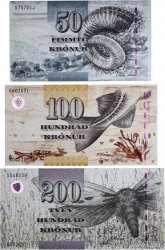 50, 100 et 200 Kronur Lot FAEROE ISLANDS  2001 P.24 au P.26 UNC