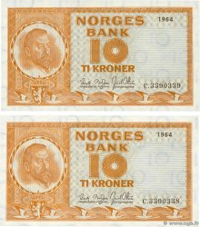 10 Kronor Consécutifs NORVÈGE  1964 P.31c pr.NEUF