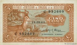 5 Francs RWANDA BURUNDI  1960 P.01a EBC+