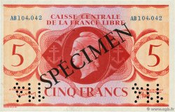 5 Francs Spécimen FRENCH EQUATORIAL AFRICA Brazzaville 1941 P.10s