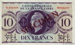 10 Francs Spécimen FRENCH EQUATORIAL AFRICA Brazzaville 1941 P.11s