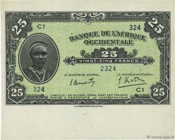 25 Francs FRENCH WEST AFRICA  1942 P.30b- UNC-