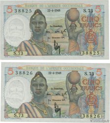 5 Francs Consécutifs FRENCH WEST AFRICA  1948 P.36 UNC-