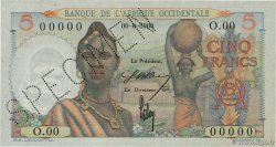 5 Francs Spécimen FRENCH WEST AFRICA  1943 P.36s UNC