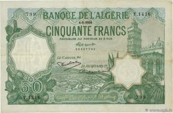 50 Francs ALGERIA  1936 P.080a q.BB