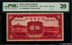 5 Yuan CHINA Tientsin 1934 PS.1731a F