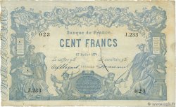 100 Francs type 1862 - Bleu à indices Noirs FRANCE  1870 F.A39.06 pr.TB