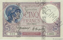 5 Francs FEMME CASQUÉE Spécimen FRANCE  1921 F.03.05Sp SUP+