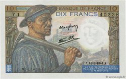 10 Francs MINEUR FRANCIA  1941 F.08.01 FDC