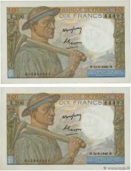 10 Francs MINEUR Consécutifs FRANCE  1949 F.08.22a AU+