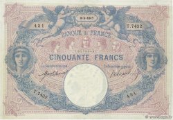 50 Francs BLEU ET ROSE FRANCE  1917 F.14.30 VF+