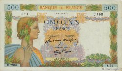 500 Francs LA PAIX FRANCE  1944 F.32.46 VF