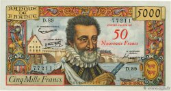 50 NF sur 5000 Francs HENRI IV FRANCE  1958 F.54.01 TTB+