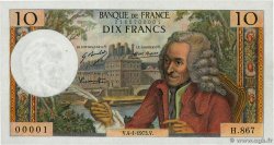 10 Francs VOLTAIRE Numéro spécial FRANCIA  1973 F.62.60 FDC