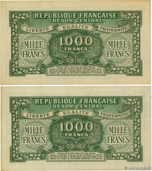 1000 Francs MARIANNE THOMAS DE LA RUE Consécutifs FRANCIA  1945 VF.13.02 q.FDC