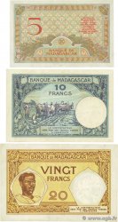5, 10 et 20 Francs Lot MADAGASKAR  1926 P.035 au P.037 SS